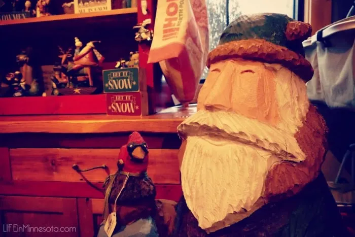 santa wood carving large made in mn the woods shop holiday gifts