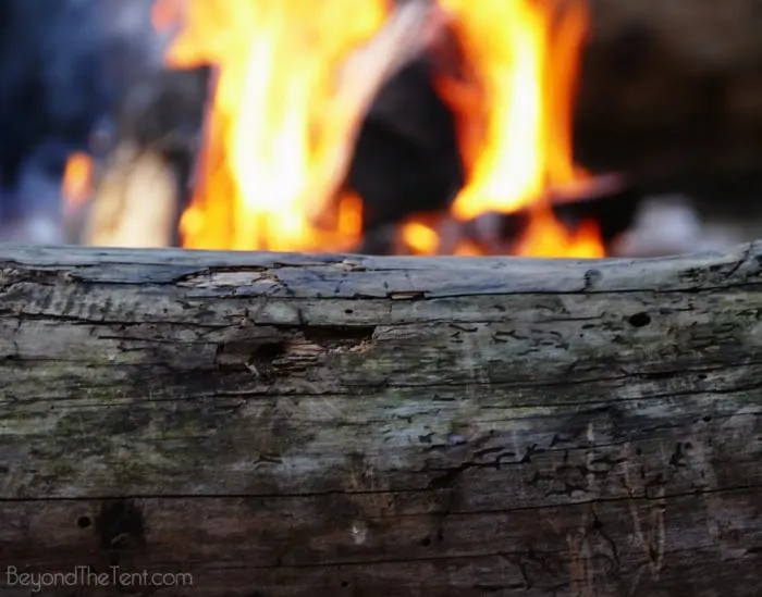 wood burning winter fire camping mn Beyond The Tent.com blog