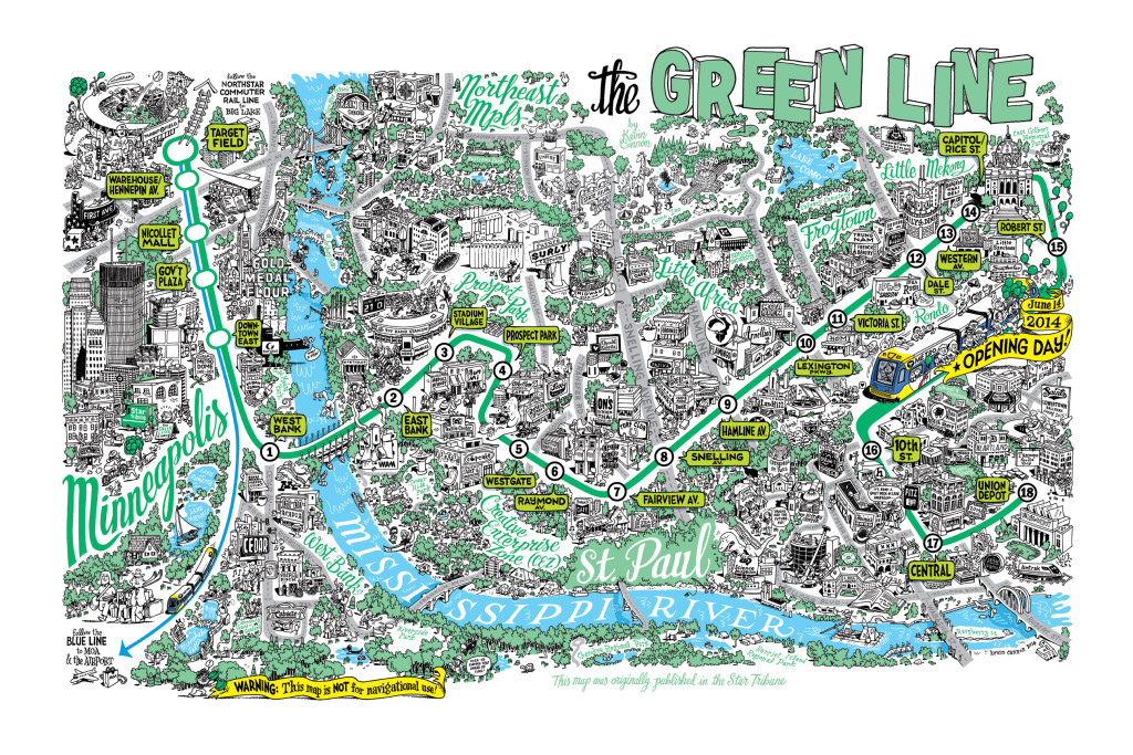 Kevin Cannon twin cities minneapolis st. paul map  drawings life in mn blog