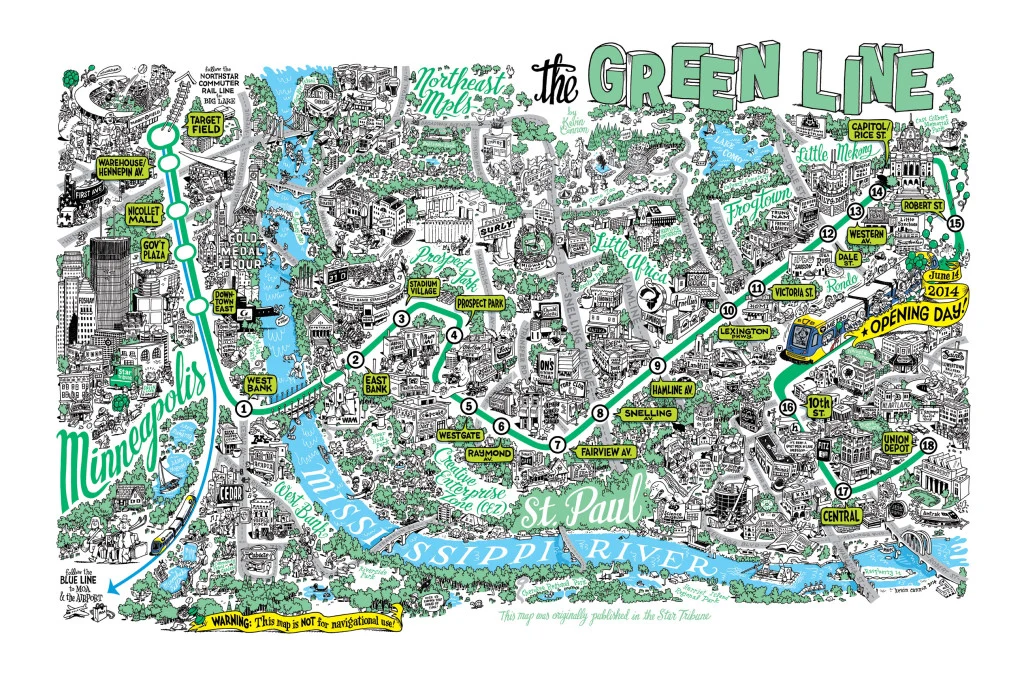 Kevin Cannon twin cities minneapolis st. paul map  drawings life in mn blog