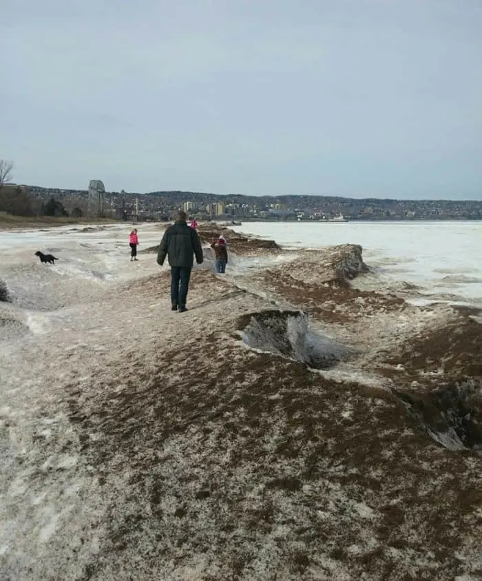 Shared by: Stacy Speed Lilya "Walking on frozen Lake Superior at Park Point Beach in <a href=