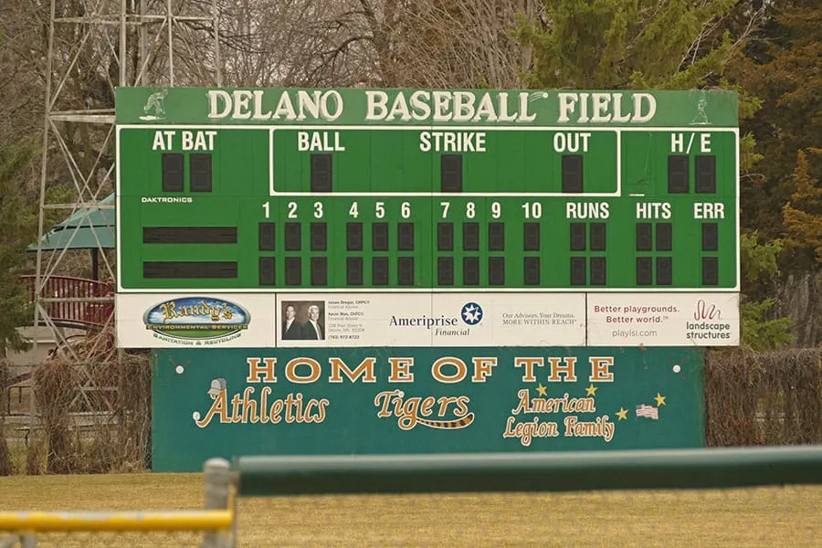 Delano Municipal Baseball Park scoreboard mn best field