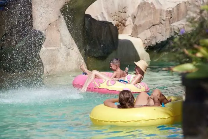 people floating down a lazy river
