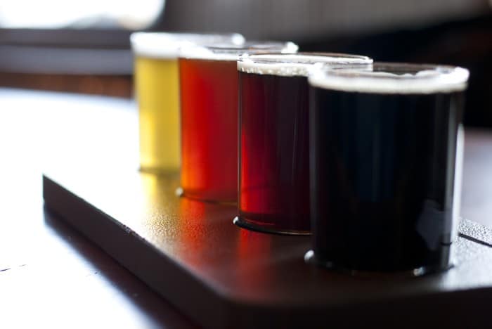 Beer flight at Castle Danger Brewing