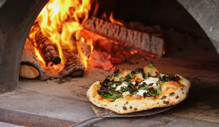 Colorful kale pizza 
