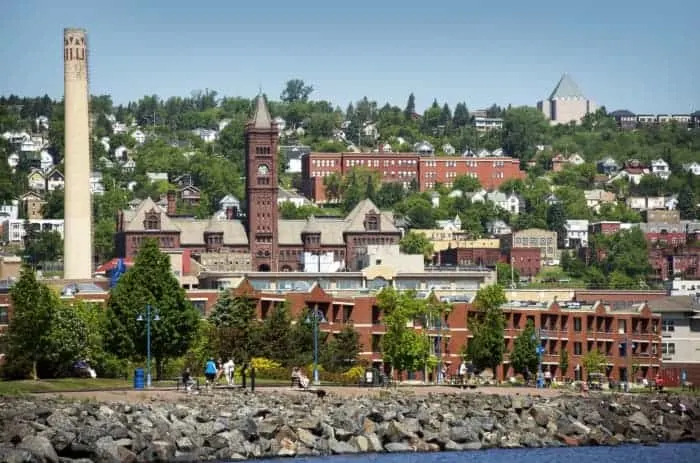 View of Duluth from the water -- one of the best places to visit in Minnesota.
