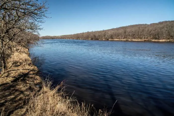 Wide river for kayaking in Minnesota.