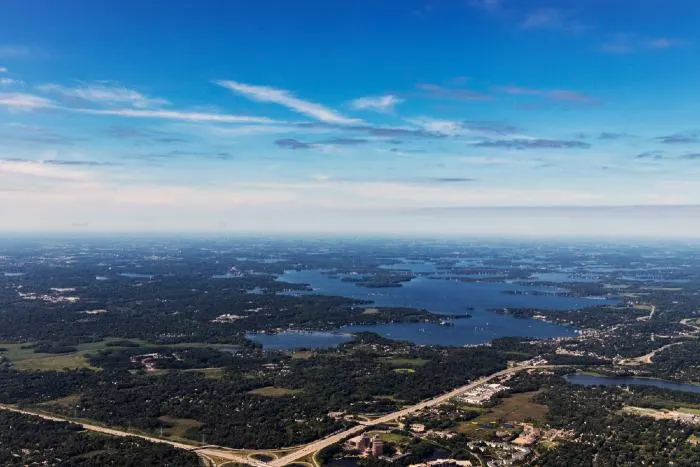 Aerial View of Lake Minnetonka, offering tons of outdoor things to do in Minnetonka, Minnesota
