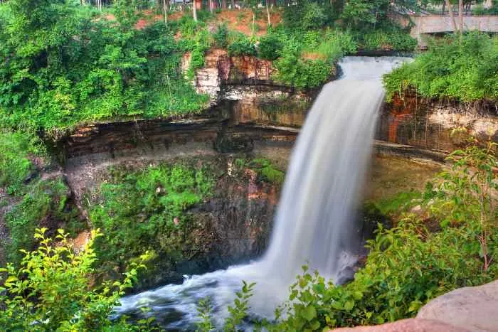 Visiting the beautiful waterfall at Minnehaha Falls is one of the best things to do in St. Louis Park, Minnesota
