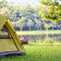 Tent near lake