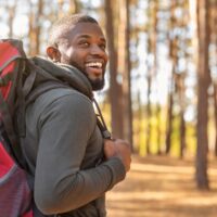 Man hiking in forest