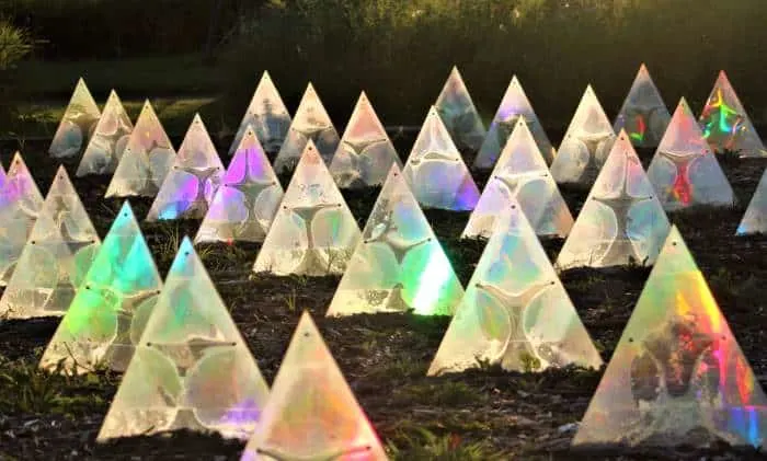 Franconia Sculpture Park Prisms that collect light at dusk