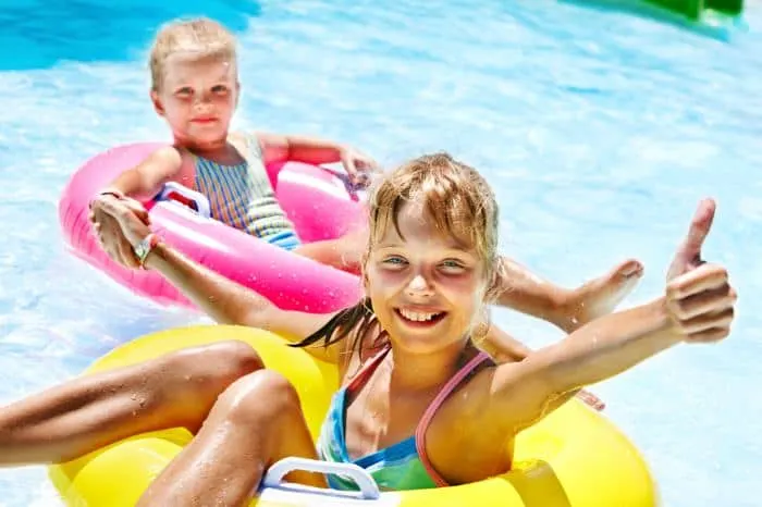 Girls in water tubes