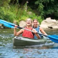Two women kayaking