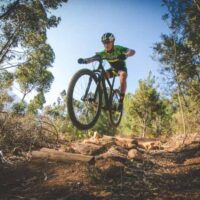 man mountain biking
