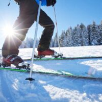Skier on trails