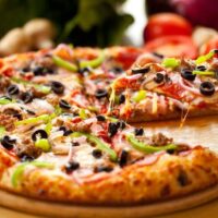 Pizza with pulled slice