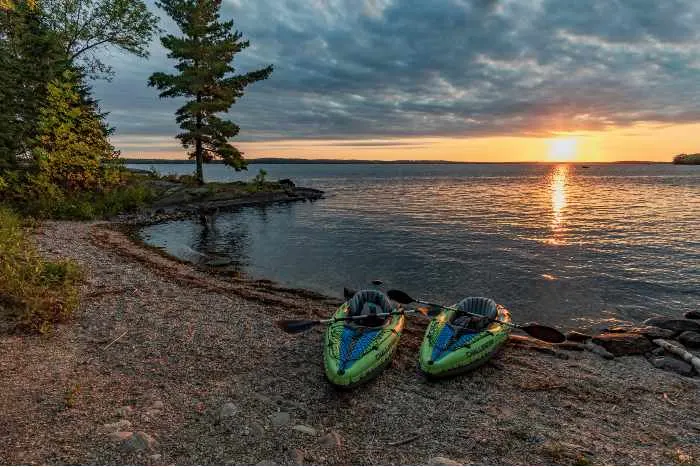 Kayaks in Lake Kabetogama of Voyageurs National Park