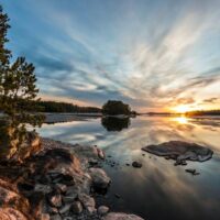 Sunset at Kayaks in Lake Kabetogama of Voyageurs National Park