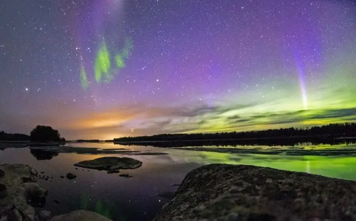 The Northern Lights over the skies of Voyageurs National Park