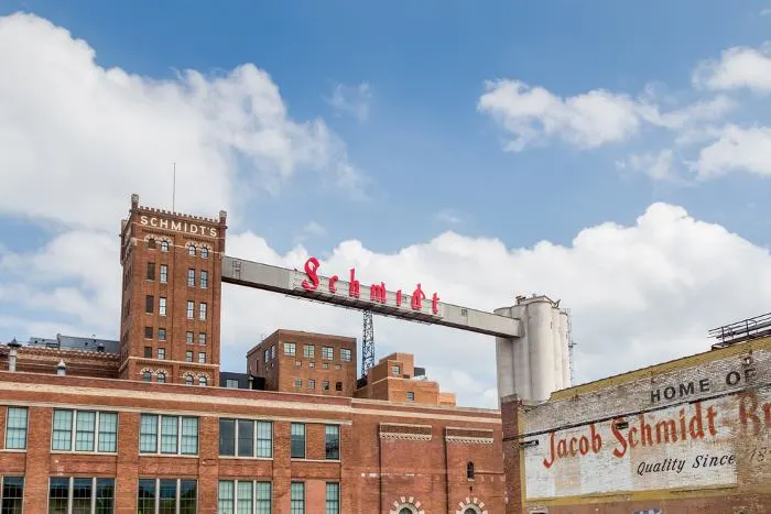 ST. PAUL, MN/USA - JUNE 28, 2014: The historic Schmidt Brewery and today site of restored Schmidt Artist Lofts.