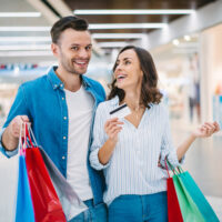 Couple shopping at mall