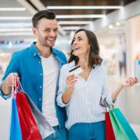 Couple shopping at mall