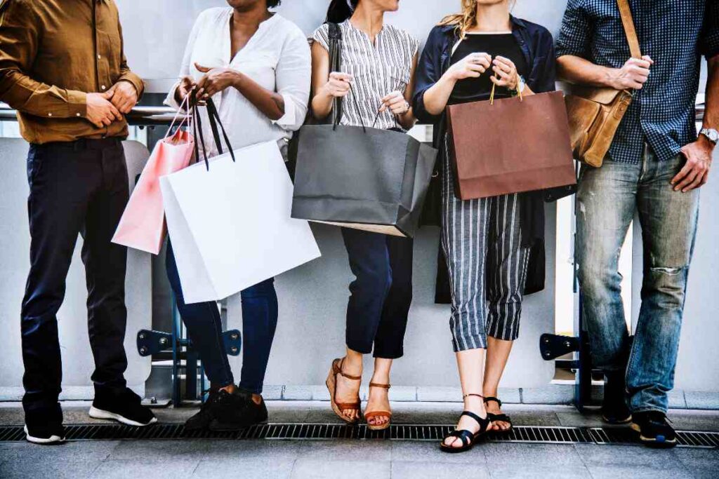 Female friends out shopping together
