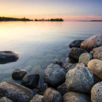 Large boulders on MN lakeshore