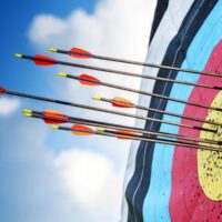 Arrows in archery target