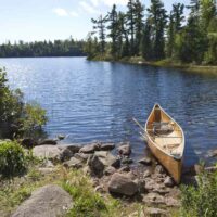 Canoe on lake