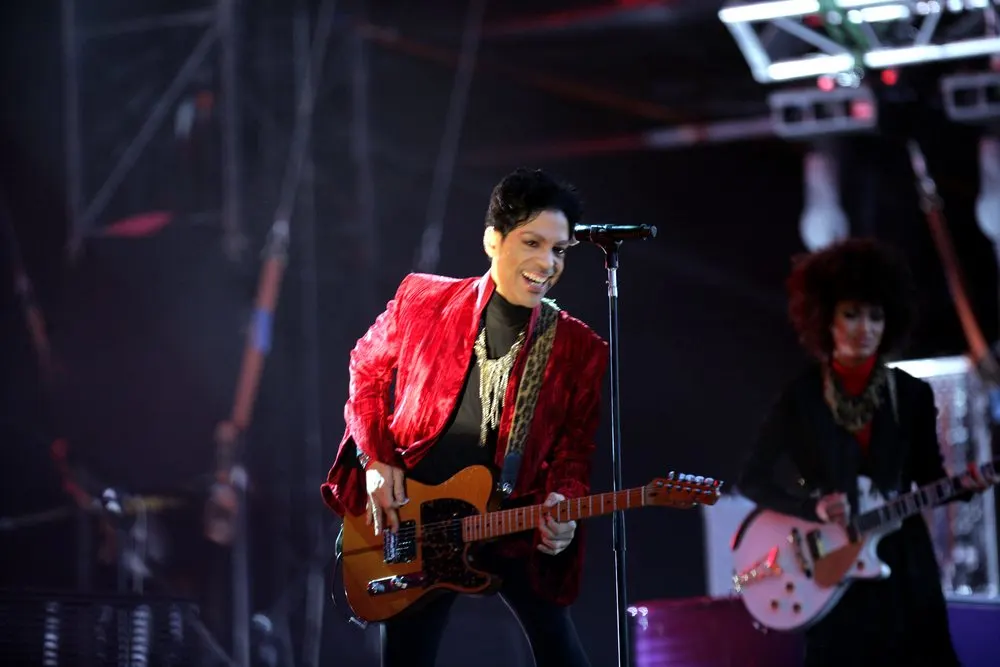 BUDAPEST, HUNGARY - AUG 9: The rock/ pop/ funk musician Prince in concert at the annual Sziget Festival in Budapest, Hungary, on Tuesday, August 9, 2011.