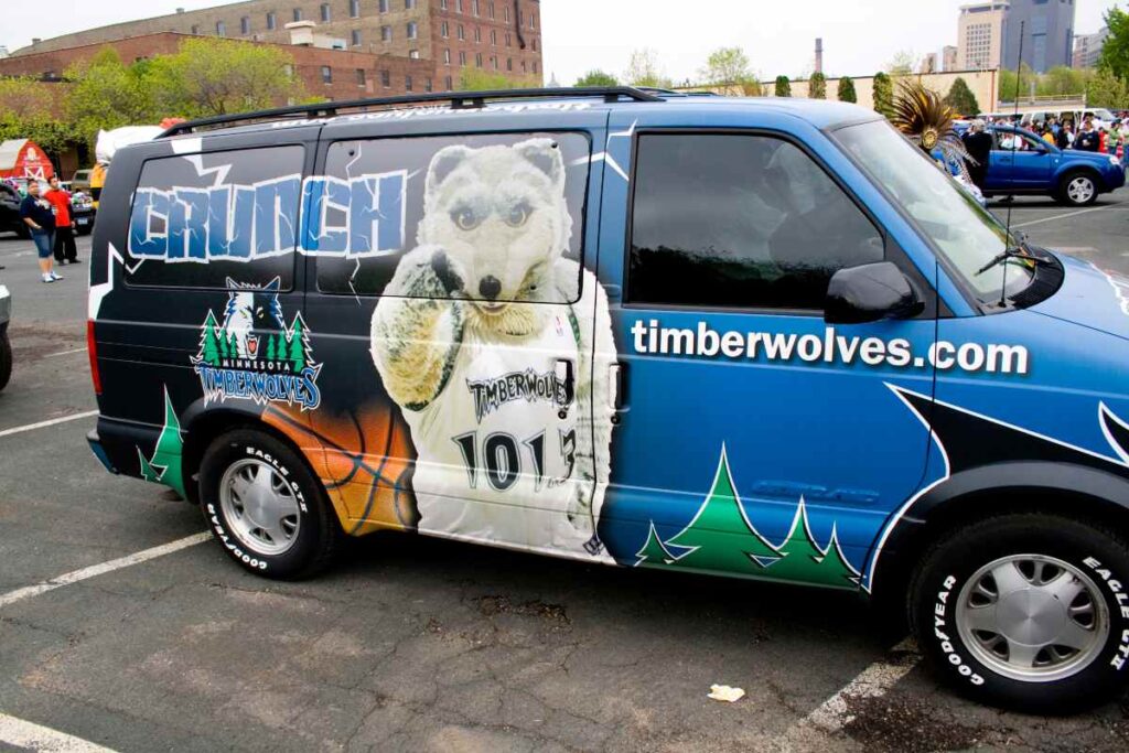 Timberwolves professional basketball NBA team van