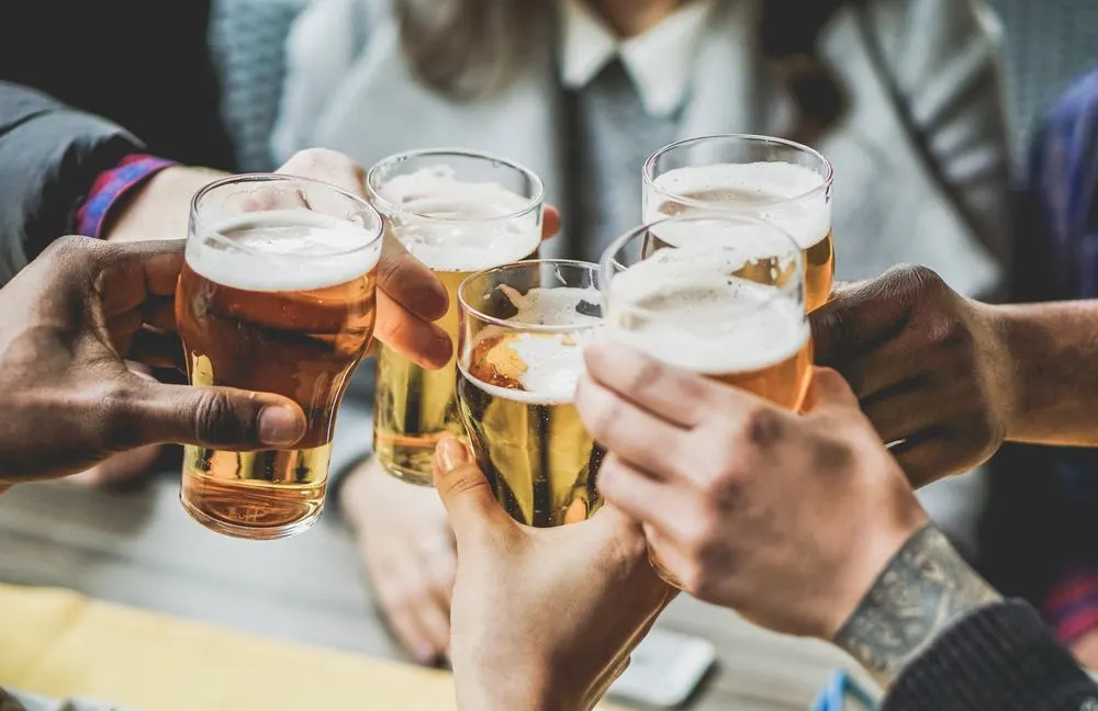 friends enjoying a beer