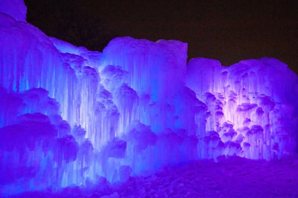 Perhaps Ice castles MN, lit with purple lights.