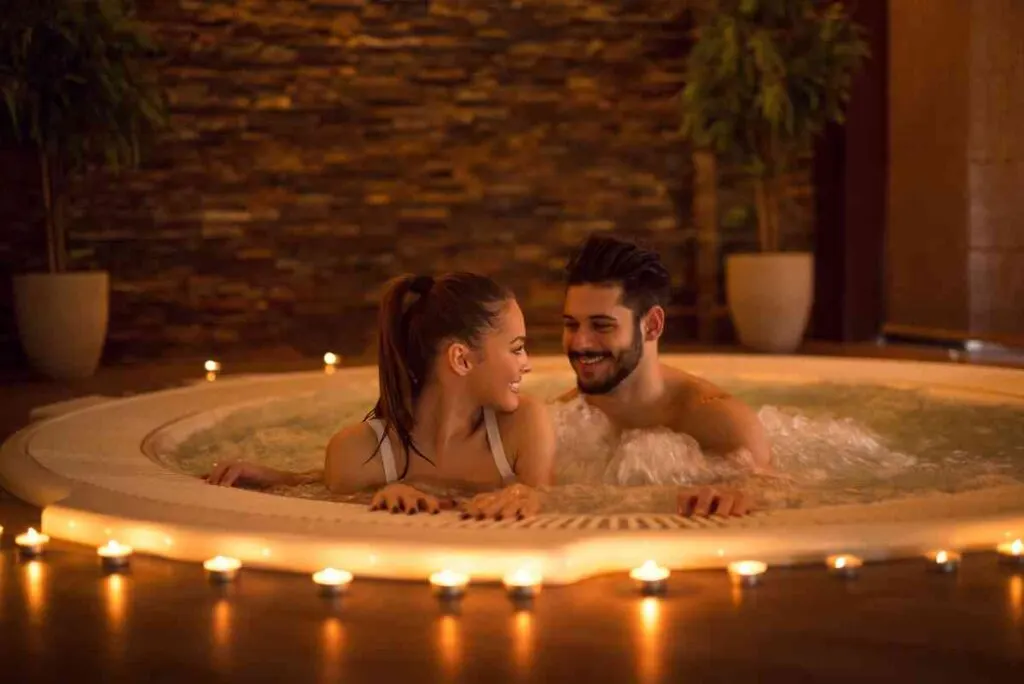 Couple in a hot tub in Minnesota