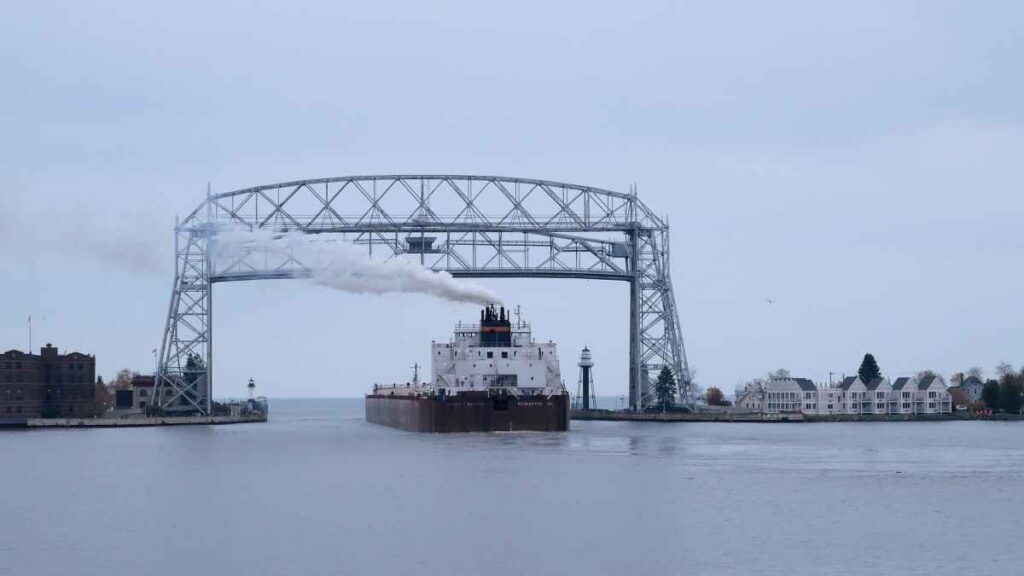 Duluth Arial Lift Bridge Letting a Ship Through