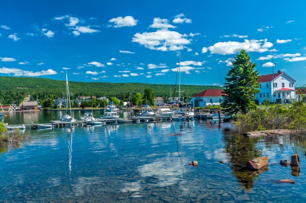 View on Grand Marais, MN from the water - it makes you want to think of things to do in Grand Marais!