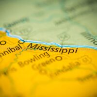 A map with the Mississippi River.