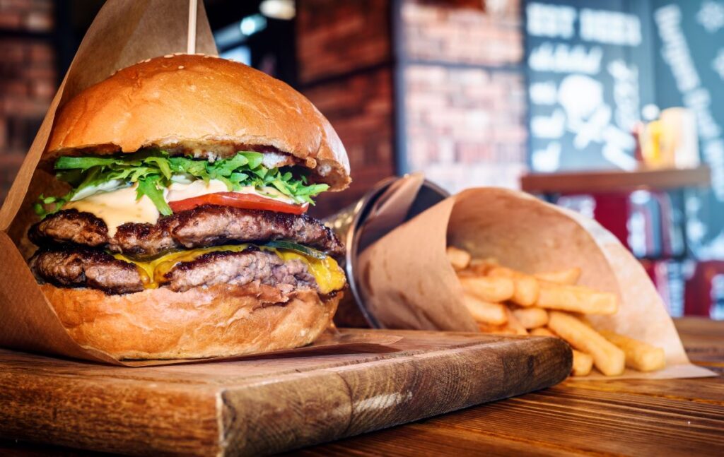 A burger and fries.
