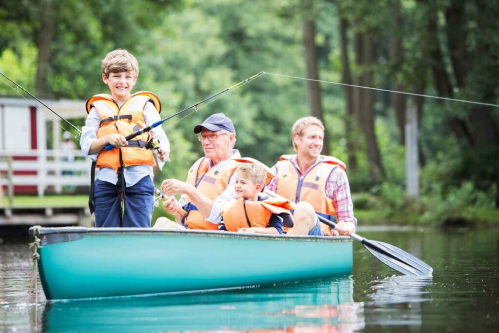 Family Fishing on a Boat at One of the Best Fishing Resorts in Minnesota
