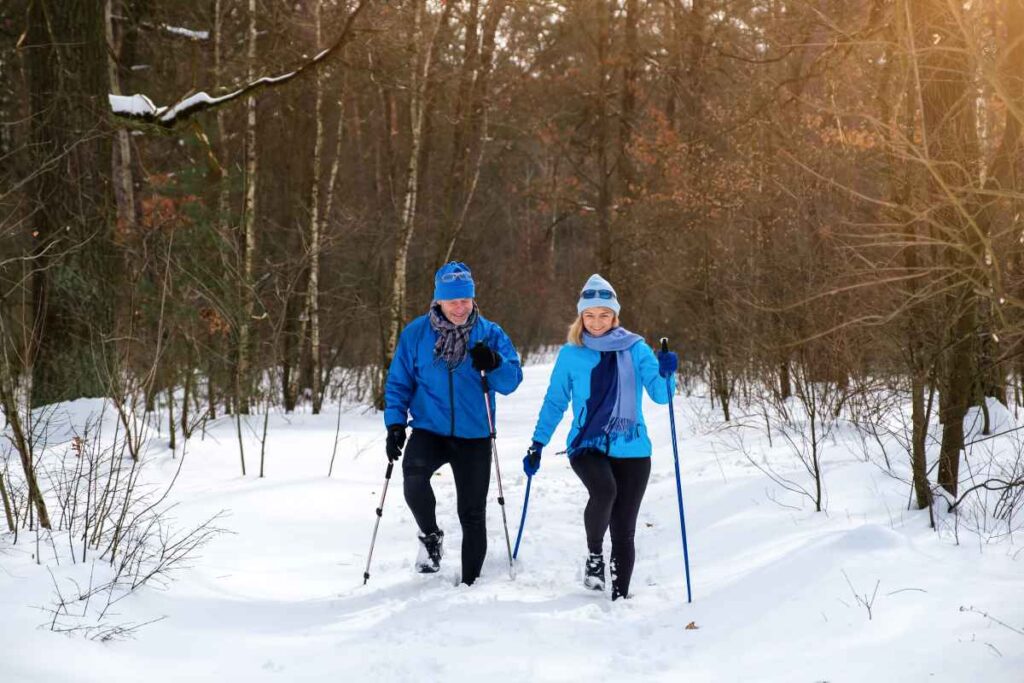 hiking in the snow at the cuyuna country state recreation area