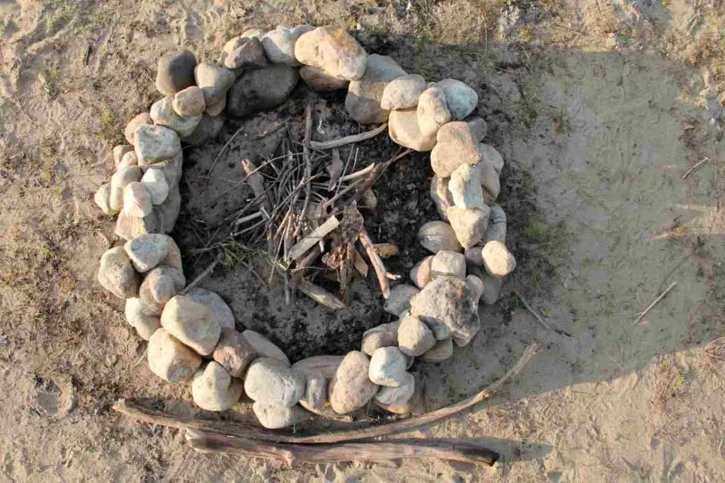 Rock-lined Fire Pit