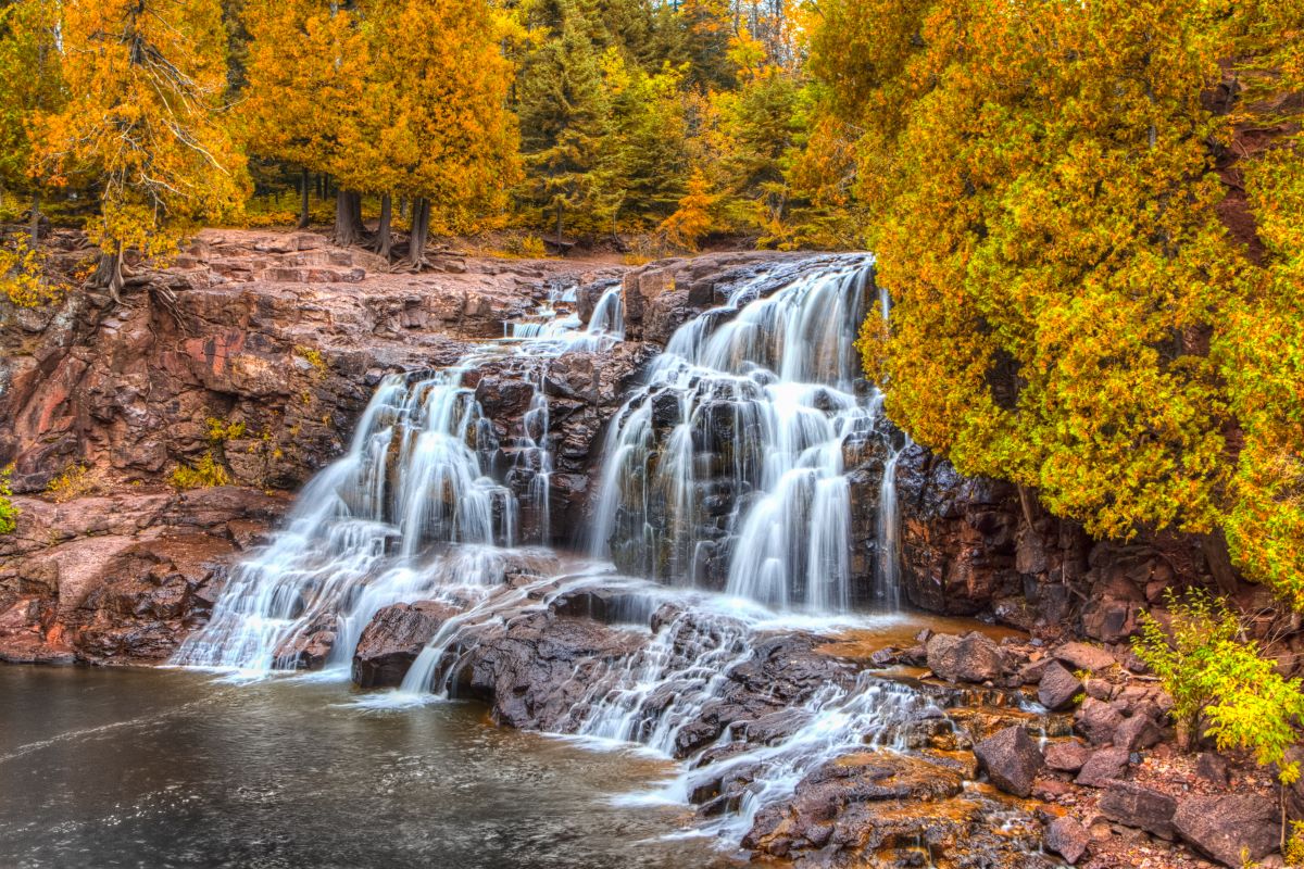 Upper Gooseberry Falls at one of the best Minnesota State Parks.