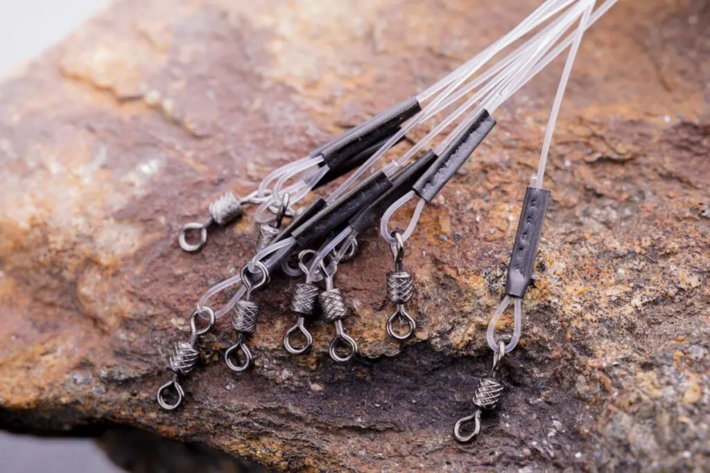 Fishing leashes made of fluorocarbon.