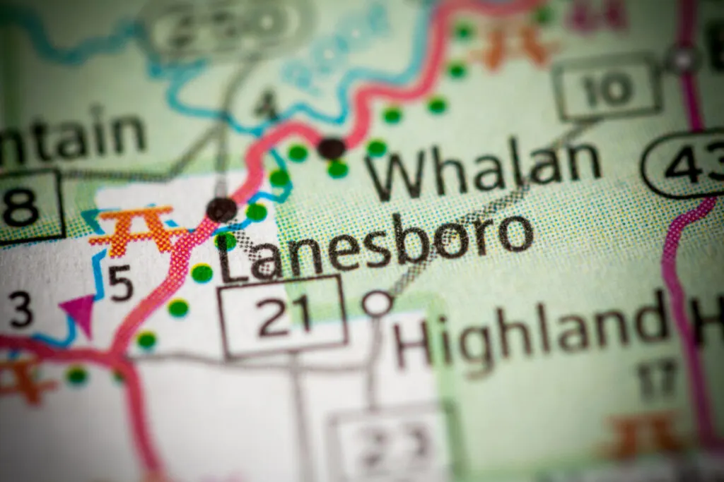 Lanesboro, Minnesota on a map.