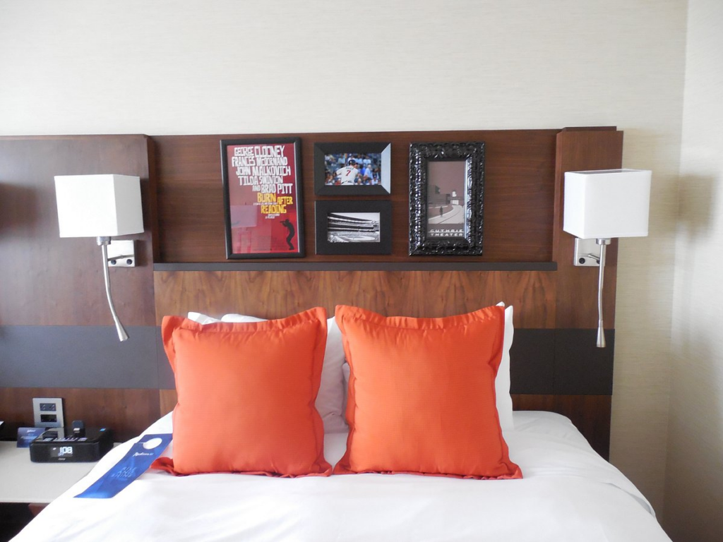 A hotel room at the Radisson Blu Mall of America hotel. 