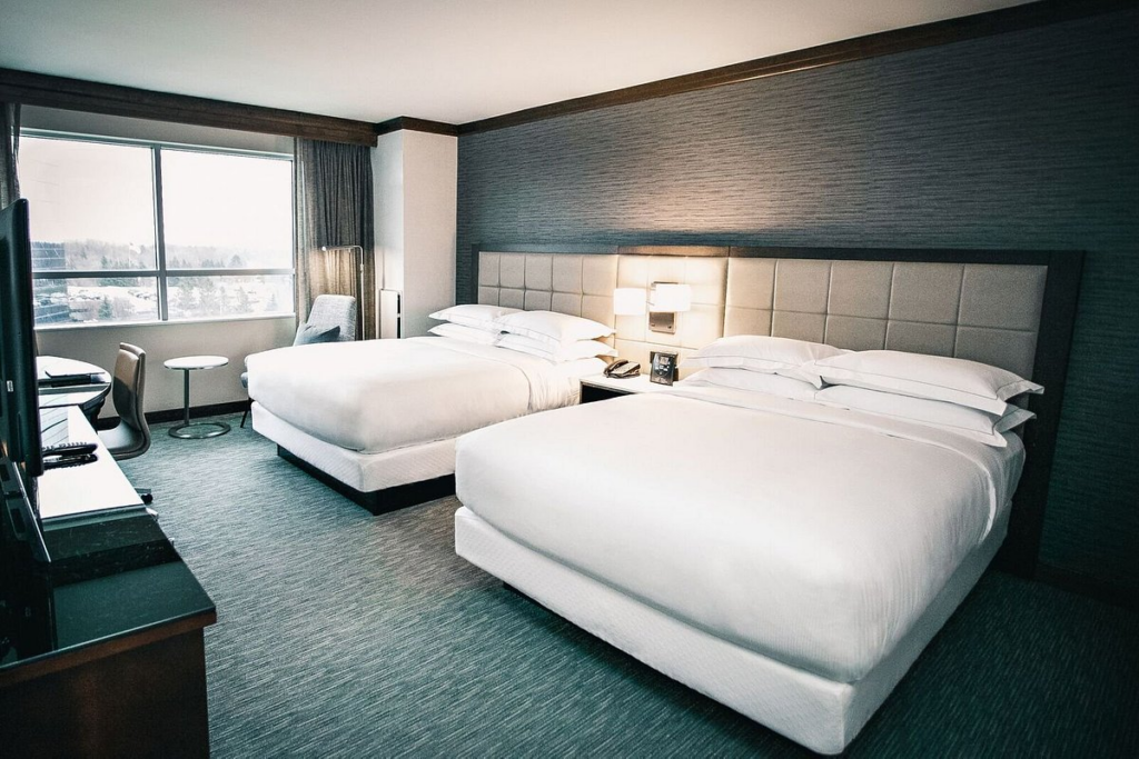 A hotel room at the Hilton Minneapolis Bloomington.