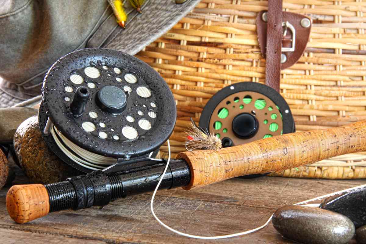 Fishing rod with different lines to choose from for the best fishing line for trout