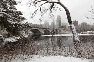 A view of Minneapolis in the winter.